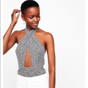COPY - Express One Eleven Ribbed Halter Bodysuit
